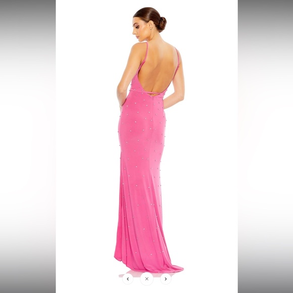 SOLD - RHINESTONE EMBELLISHED V-NECK GOWN Size O COLOR — Pink - Picture 2 of 2